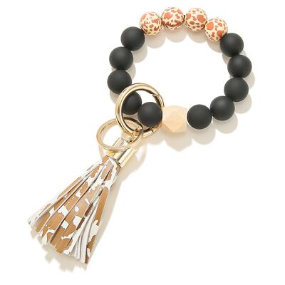 Wooden Beads Tassel Bracelet Key Chain