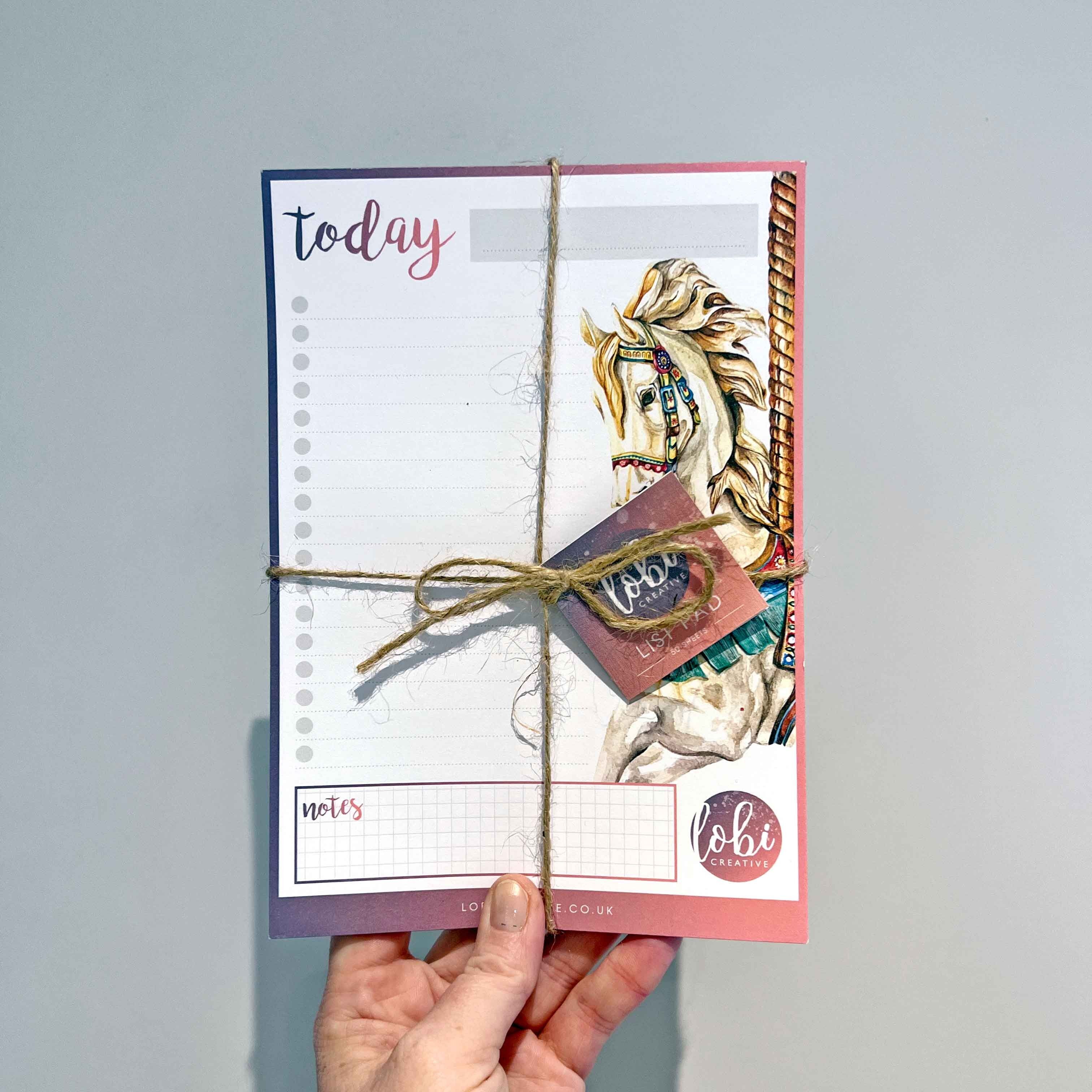 Carousel Horse List Pad A5
