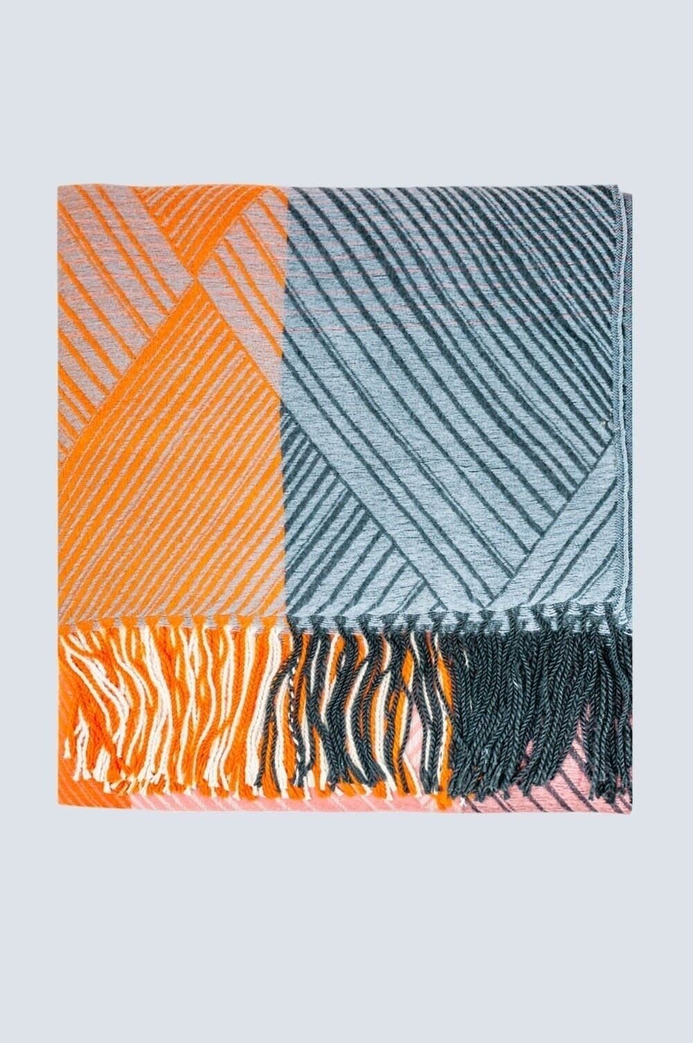 Sciarpa a righe rosa e nere