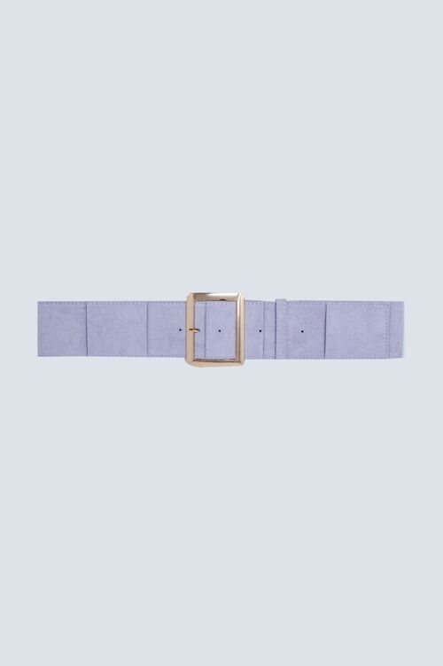 Lilac suede belt with square buckle