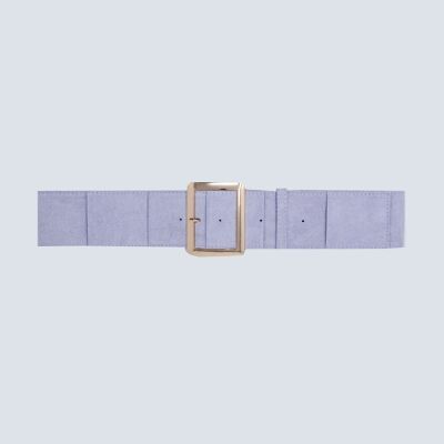 Lilac suede belt with square buckle
