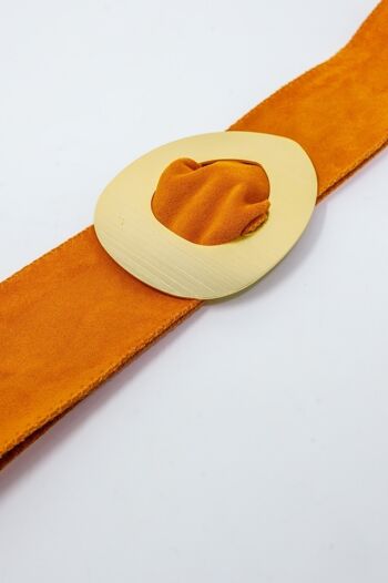 Ceinture en daim orange à boucle carrée 2