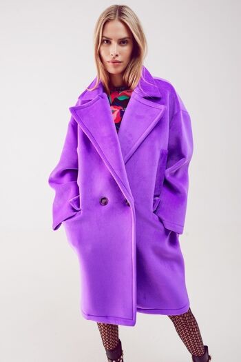 Manteau oversize en faux suède violet 2