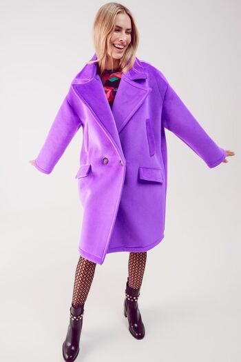 Manteau oversize en faux suède violet 4