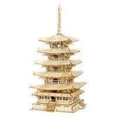 Rompecabezas de madera 3D DIY Pagoda de cinco pisos, Robotime, TGN02, 16x16x32cm