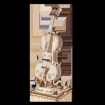 Puzzle 3D en bois DIY, instrument de musique, violoncelle, Robotime, TG411, 7x7x20cm 2