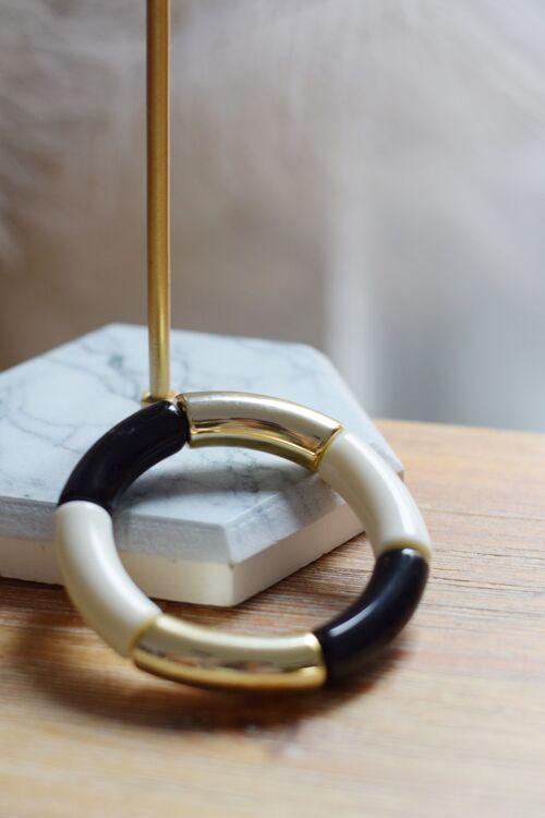 Bracelet en perles tubes acrylique doré 6