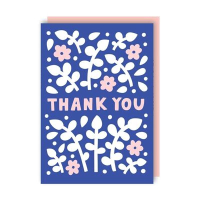 Patterned Floral Thank You Card pack of 6