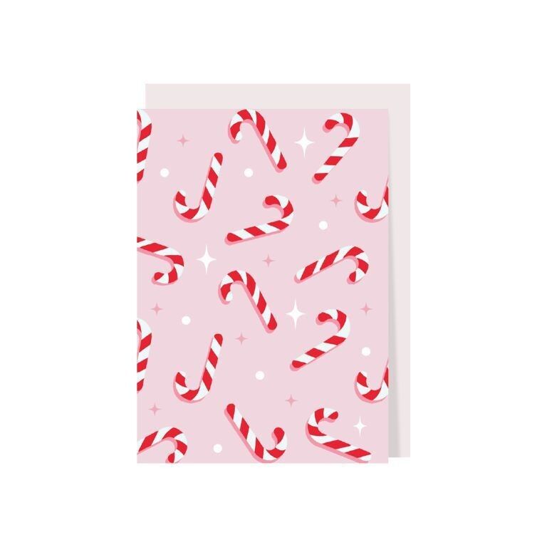 Cartolina d'auguri di buon Natale con bastoncini di zucchero