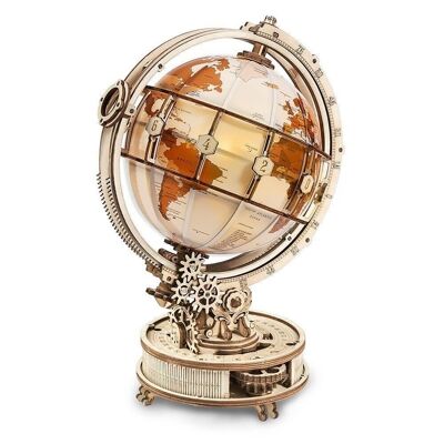 Puzzle en bois DIY Globe 3D incl. éclairage, Robotime, ST003, 16.7×20.3×29.3 cm