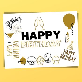 Carte d'anniversaire, carte postale Happy Birthday, carte de voeux d'anniversaire, carte de voeux DIN A6, taille de la carte : 148x105 mm papier FSC 1