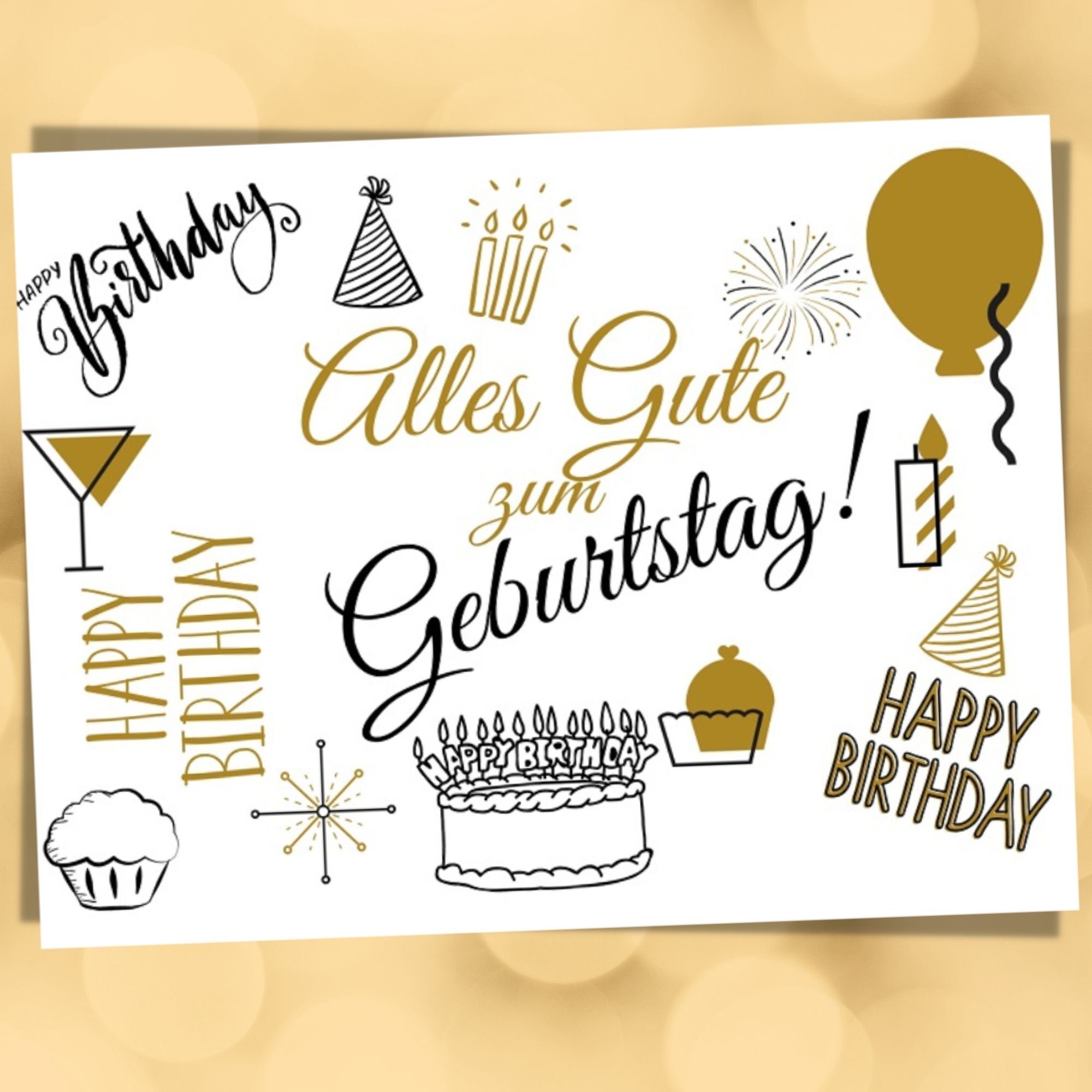 Carte d'anniversaire, carte postale Happy Birthday, carte de voeux d'anniversaire, carte de voeux DIN A6, taille de la carte : 148x105 mm papier FSC