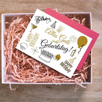 Carte d'anniversaire, carte postale Happy Birthday, carte de voeux d'anniversaire, carte de voeux DIN A6, taille de la carte : 148x105 mm papier FSC 2