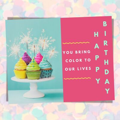 Carte d'anniversaire, carte postale Happy Birthday, carte de voeux d'anniversaire, carte de voeux DIN A6, taille de la carte : 148x105 mm papier FSC