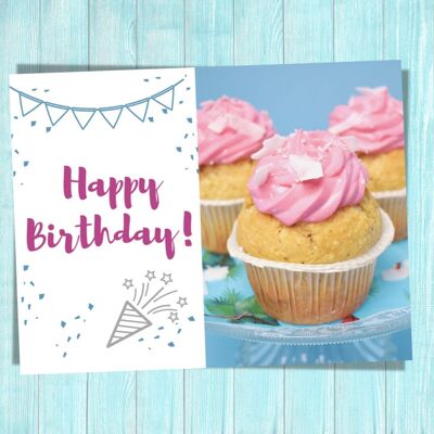 Carte d'anniversaire, carte postale Happy Birthday, carte de voeux d'anniversaire, carte de voeux DIN A6, taille de la carte : 148x105 mm papier FSC