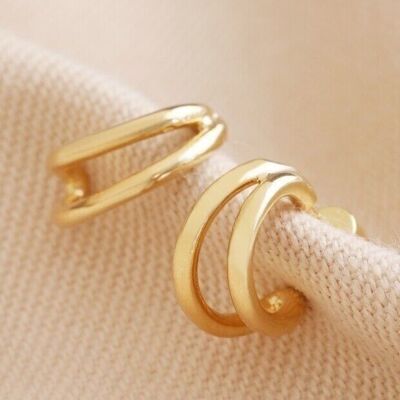 Orecchini Huggie Hoop Double Illusion in Oro