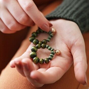 Boucles d'Oreilles Perles en Bois Vertes 3