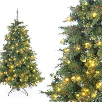 Mesa de árbol de Navidad artificial de hoja perenne LED de abeto | Verde | 180cm | incluyendo luces de colores