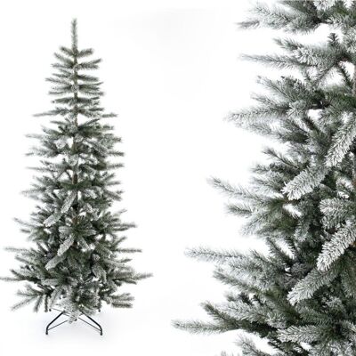 Árbol de Navidad artificial de hoja perenne, cedro, pino escarchado | Blanco | 210cm