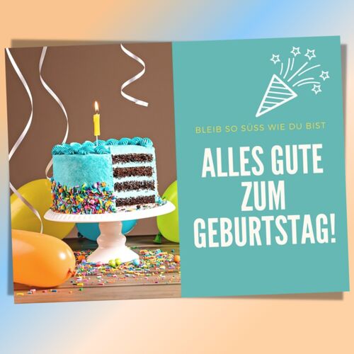 Geburtstagskarte, Happy Birthday Postkarte, Grußkarte zum Geburtstag, Glückwunschkarte DIN A6, Karte große:  148x105 mm FSC- Papier