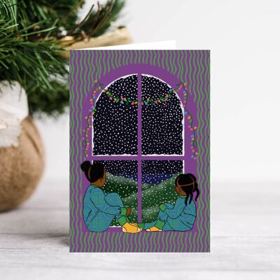 Watching the Snow - Kids Christmas Holiday Card