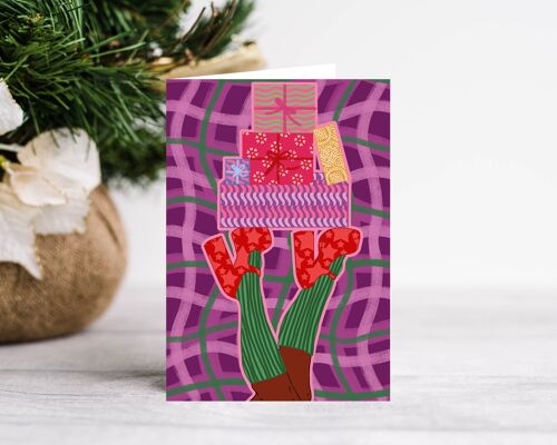 Stack of Gifts - Christmas Holiday Greeting Card