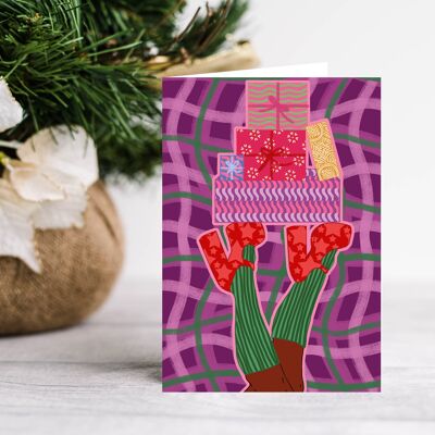 Stack of Gifts - Christmas Holiday Greeting Card