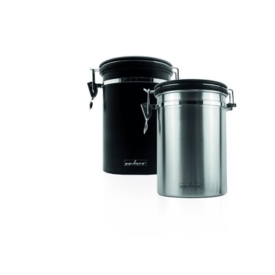 Coffee tin Monza stainless steel black 500 g