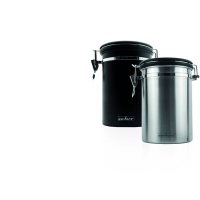 Coffee tin Monza stainless steel black 500 g
