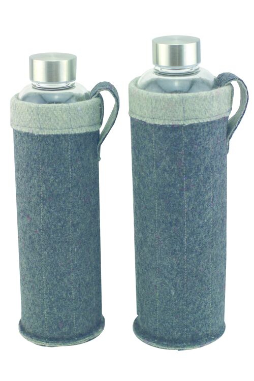 Trinkflasche Glas 1000 ml anthrazit/grau