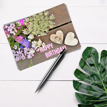 Carte d'anniversaire, carte postale Happy Birthday, carte de voeux d'anniversaire, carte de voeux DIN A6, taille de la carte : 148x105 mm papier FSC 2