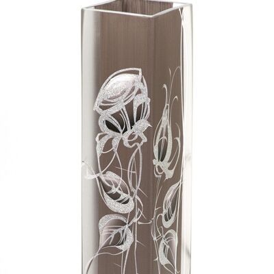 Handpainted glass vase for flowers 6360/400/sh105 | Square floor vase height 40 cm