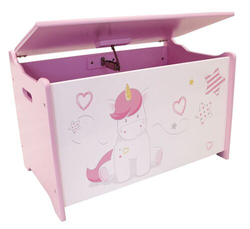 LICORNE COFFRE A JOUETS EN BOIS