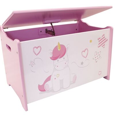 CAJA DE JUGUETES DE MADERA UNICORNIO