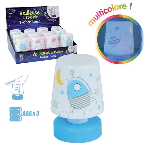 LICORNE/ESPACE VEILLEUSE A POUSSOIR 11,5CM 2 AST