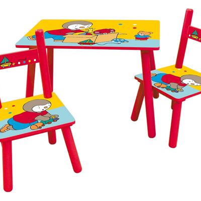 T'CHOUPI TABLE RECTANGULAIRE + 2 CHAISES