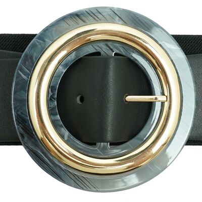 Cintura elastica nera fibbia dorata CT3391