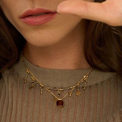 Collana Chloefina - pietra naturale quadrata