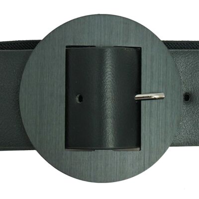 Cintura elastica nera fibbia nera CT3387