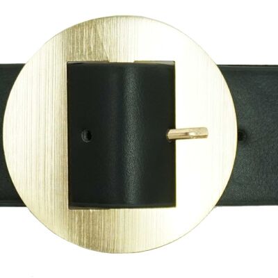 Cintura elastica nera fibbia dorata CT3387