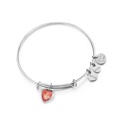 HEART PINK OCTOBER SILVER BRACELET