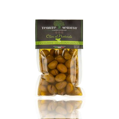 Seasoned olives in bag