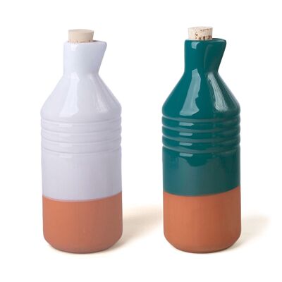 Pack of 2 white and sulfate green clay bottles BTLLCA103SET