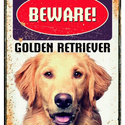 Sign metal Beware Golden Retriever (v)