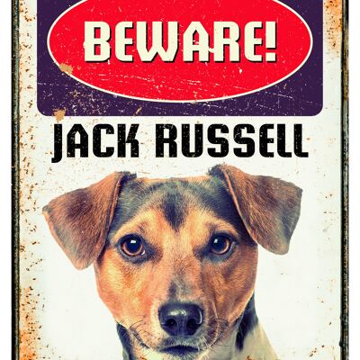 Sign metal Beware Jack Russel (v)