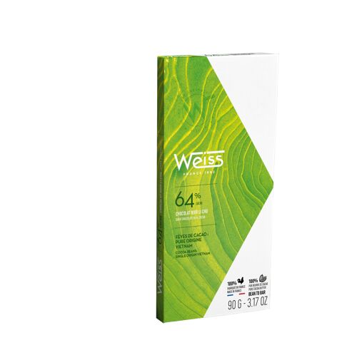 TABLETTES. 90gr, WEISS, LICHU  NOIR 64%