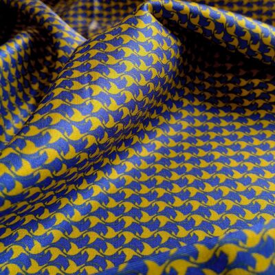 Tissu coton soie motif graphique coloris bleu - Abelia-22