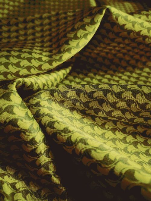 Tissu coton soie motif graphique coloris olive - Abelia-22