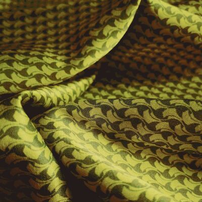 Tissue coton soie motif graphique coloris olive - Abelia-22