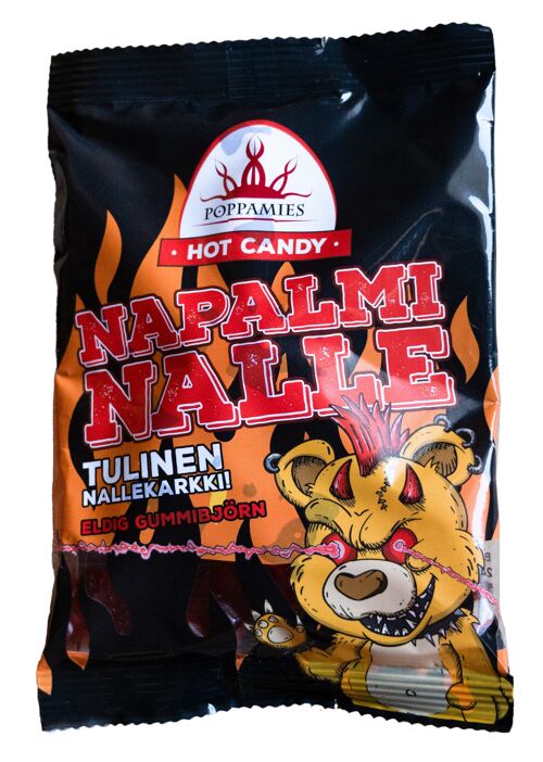 Spicy Gummy Bear Sweets Poppamies Napalmi Nalle Chili Fruit Gums Sweets - Gluten free, Lactose free, Vegan - Spiciness: 4/10 - Size: 125g